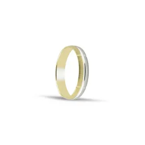 Alianza bicolor de oro amarillo y blanco 18k de 4 mm 