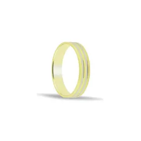 Alianza de oro 18k de 4mm en amarillo brillo y hendiduras en blanco