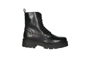 Botin Cordon/cremallera Piel Negro Piso Grueso