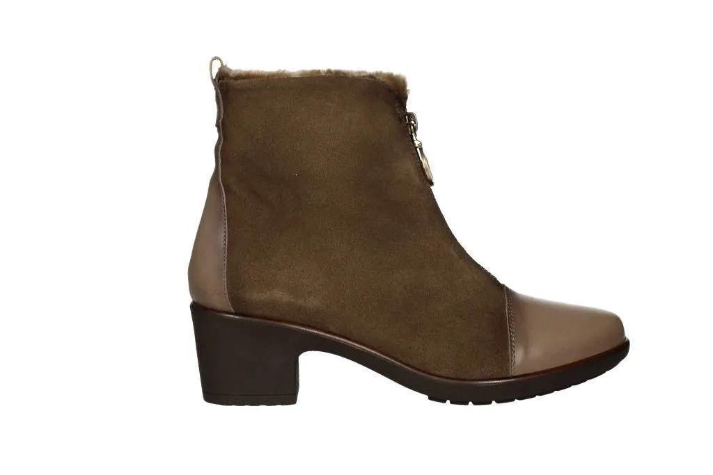 Botin Cremallera Empeine Nobuck Taupe Punta/talon Piel