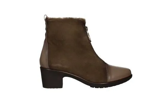 Botin Cremallera Empeine Nobuck Taupe Punta/talon Piel