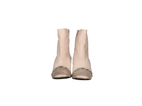 Botin Cremallera Nobuck Nude Punta/talon Tachas