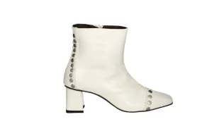 Botin Cremallera Piel Blanco Punta/talon Serpi Tachas