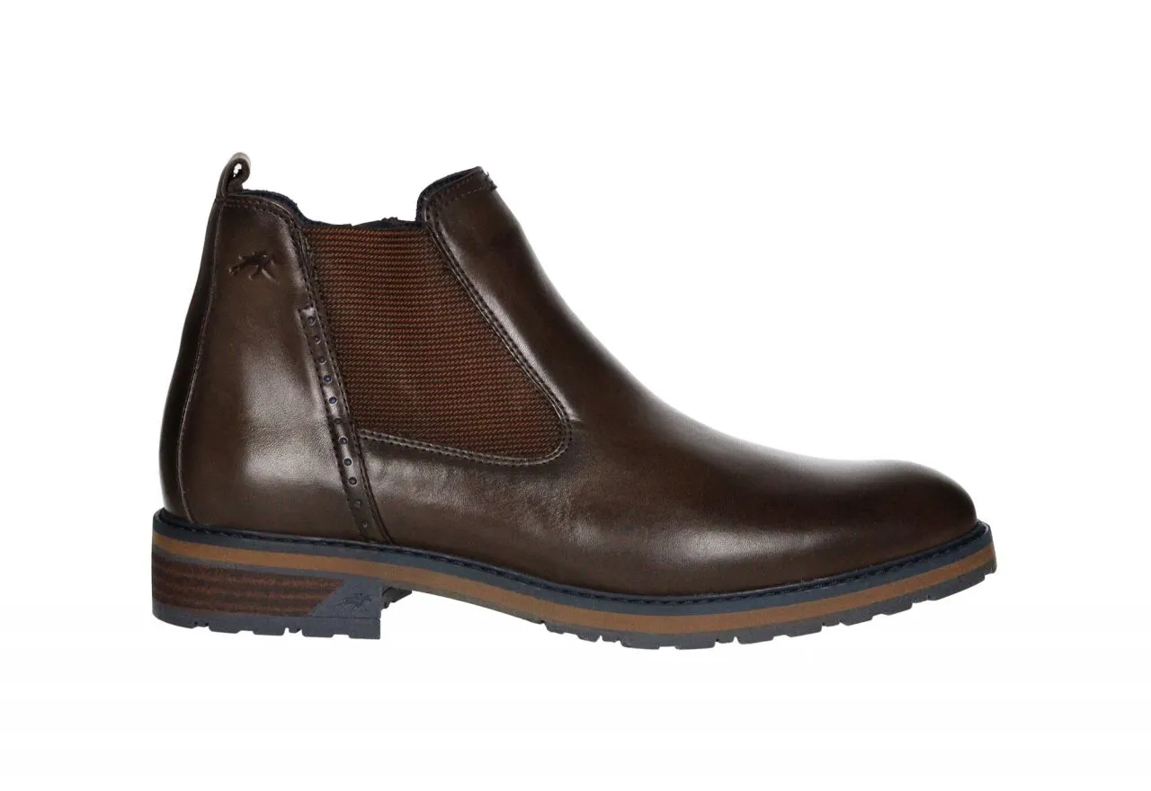 Botin Cremallera Piel Marron Elastico Lateral