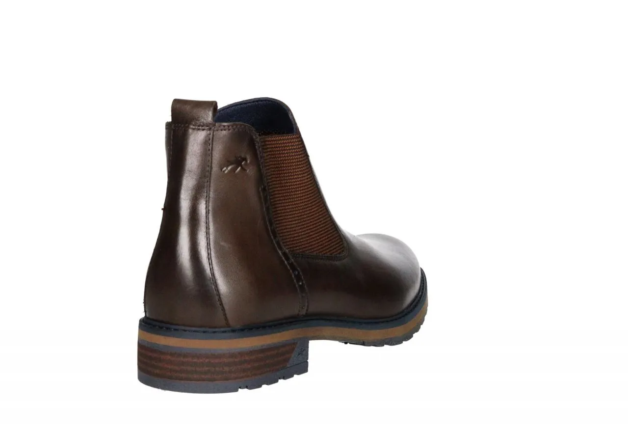 Botin Cremallera Piel Marron Elastico Lateral