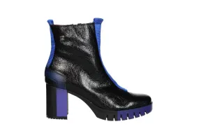 Botin Cremallera Piel Negro Pala/talon Tira Azul