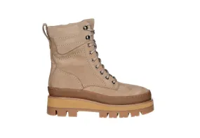 Botin Cremallera/cordon Nobuck Taupe Piso Doble y Plataforma