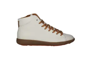 Botin Cremallera/cordon Piel Blanco Piso Goma Taupe