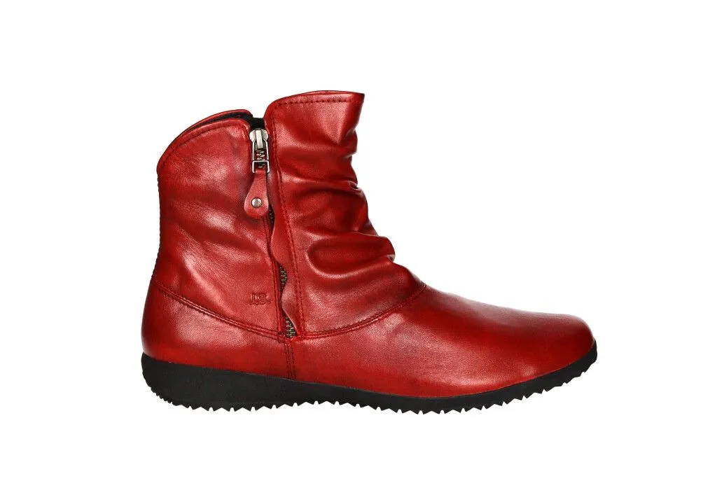 Botin Doble Cremallera Piel Rojo