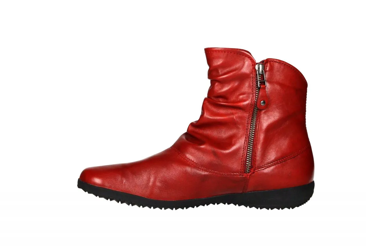 Botin Doble Cremallera Piel Rojo