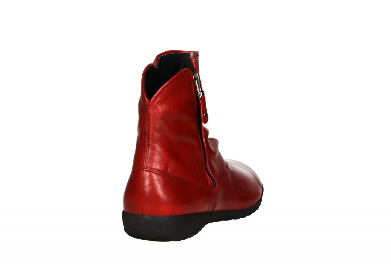 Botin Doble Cremallera Piel Rojo