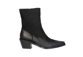 Botin Nobuck Negro Liso Campero Cremallera