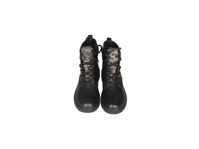 Botin Piel Cremallera/cordon Negro Parches Militares