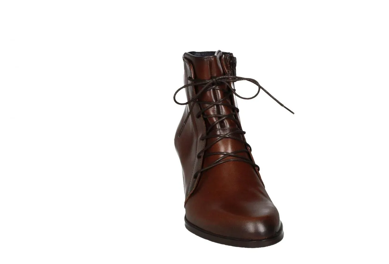 Botin Piel Marron Cordones y Cremallera