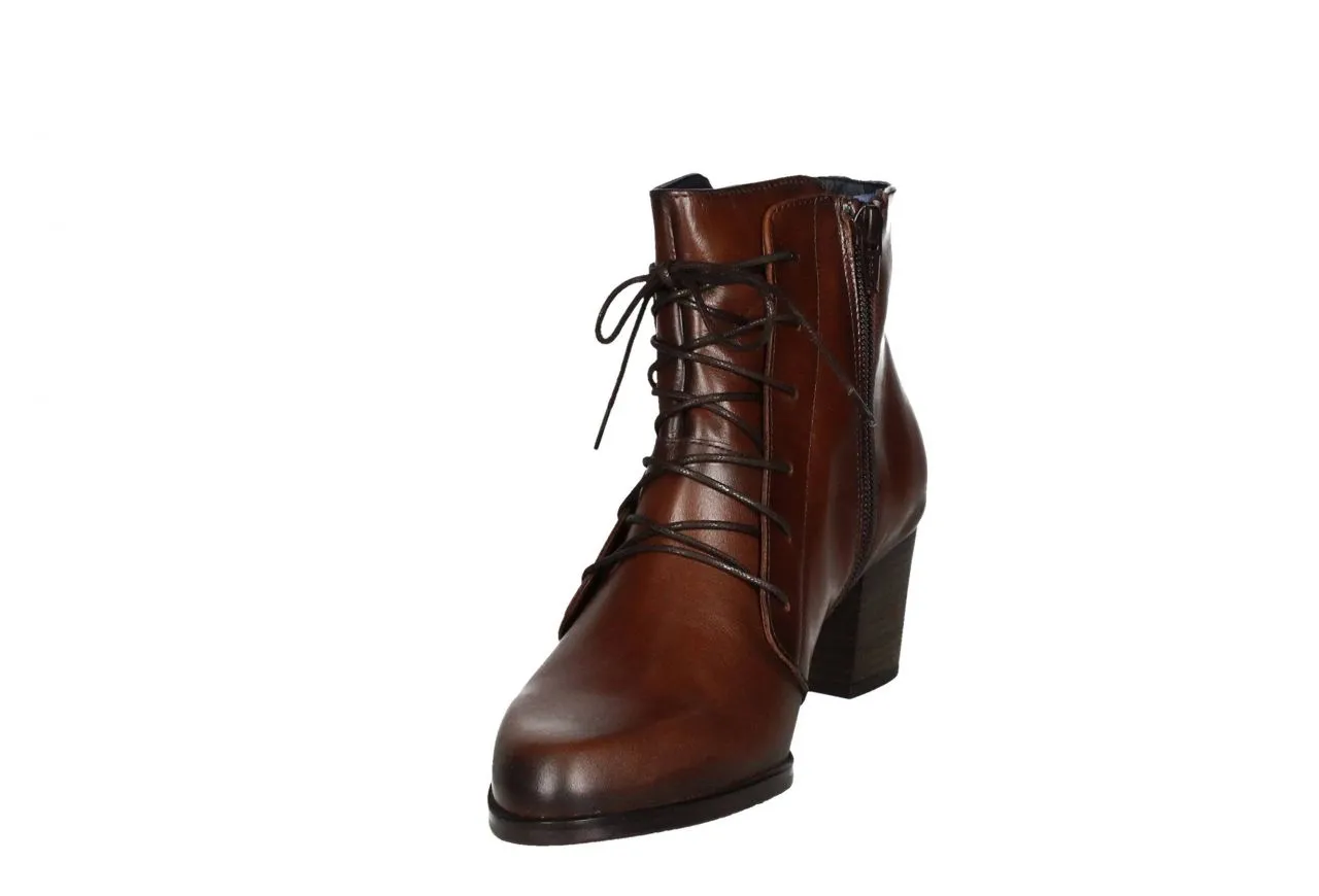 Botin Piel Marron Cordones y Cremallera