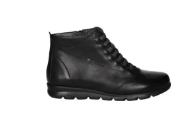 Botin Piel Negro Cremallera y Cordon Elastico