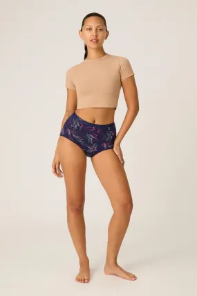 Braga menstrual clásica brief alta bambú Passion Vine Navy absorción moderada abundante 