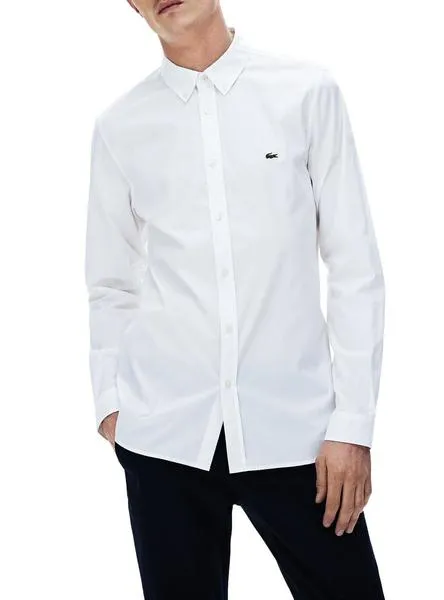 camisa lacoste popelín blanco para hombre