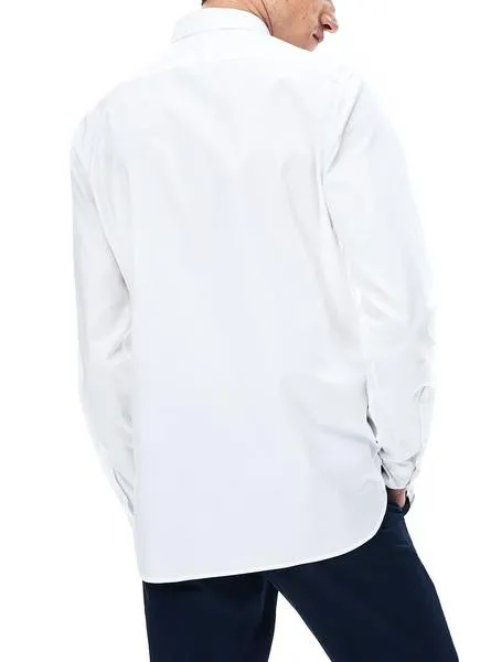 camisa lacoste popelín blanco para hombre