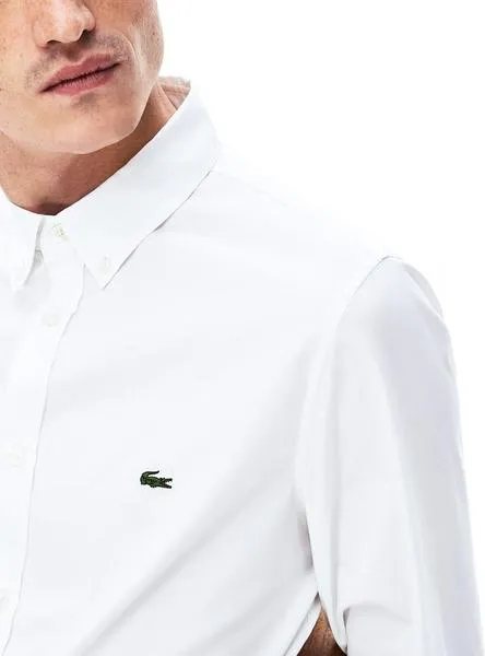 camisa lacoste popelín blanco para hombre