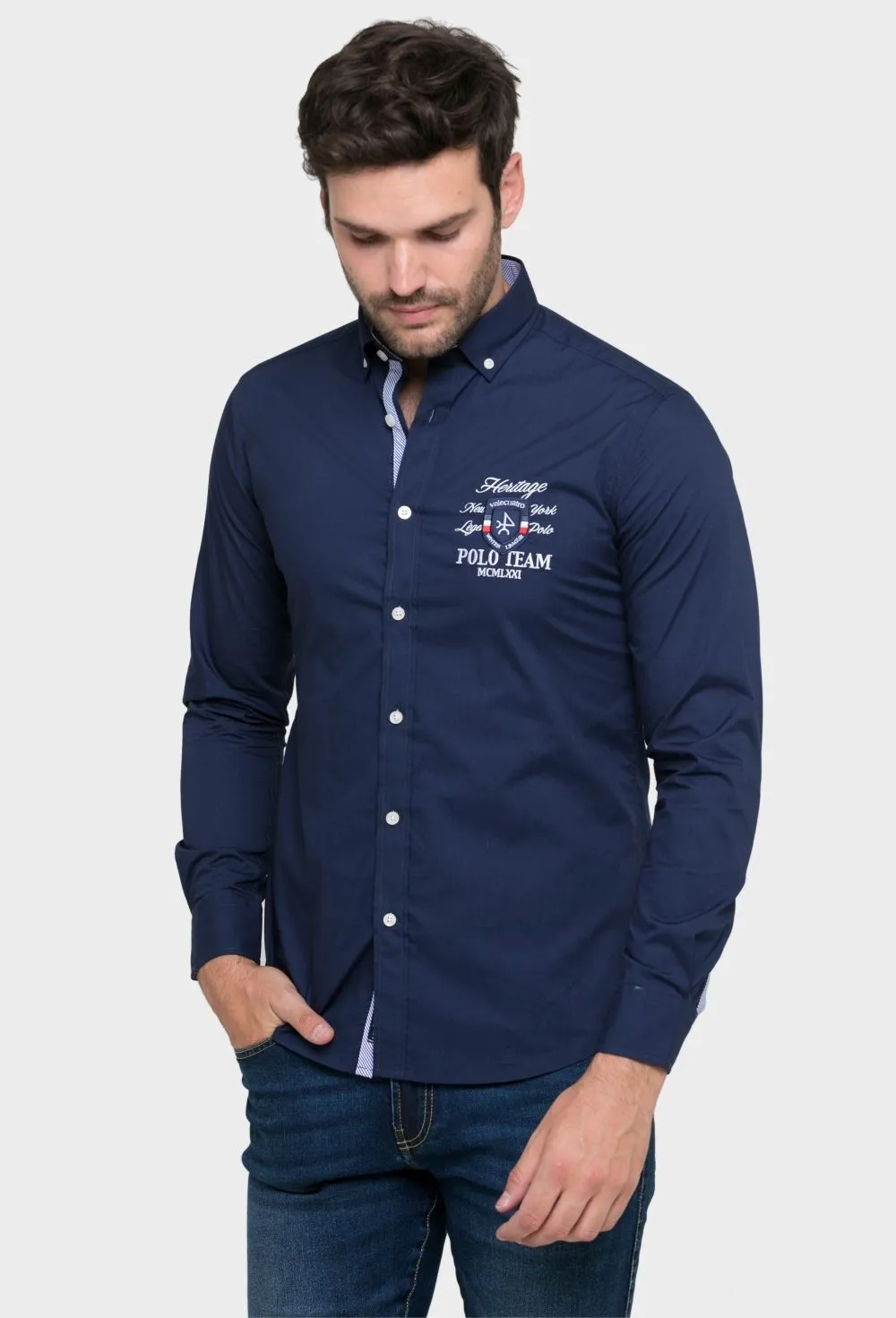 Camisa modelo polo team color azul marino