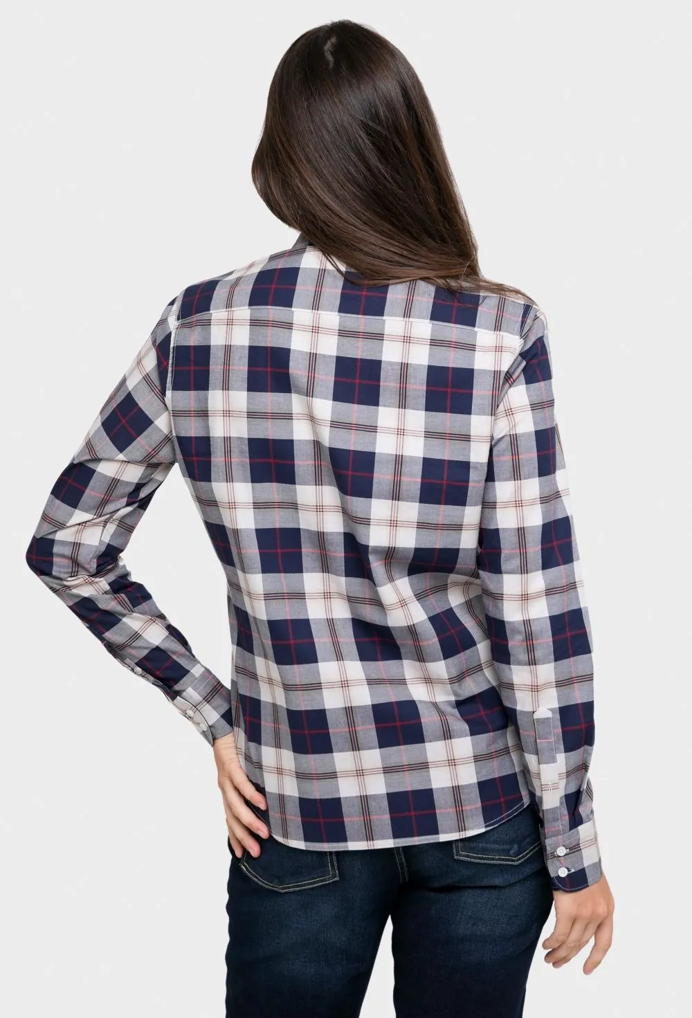 Camisa mujer clásica tartán azul marino