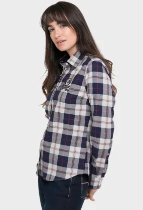 Camisa mujer clásica tartán azul marino