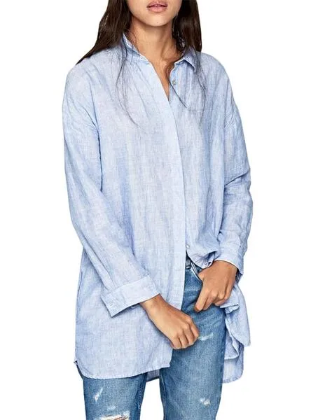 camisa pepe jeans gigi azul para mujer