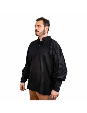 Camisa pirata clásica o renacentista, algodón negro