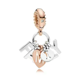 Charm colgante en plata de ley y Pandora Rose Familia Perfecta