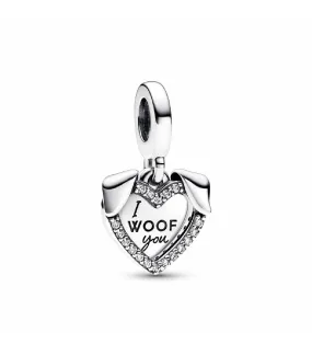 Charm colgante Pandora Doble Corazón & Perro - 792647C01