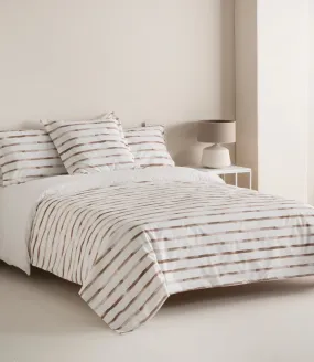 Funda Nórdica Reversible Percal 200h Cama 200 - Rayas Beige