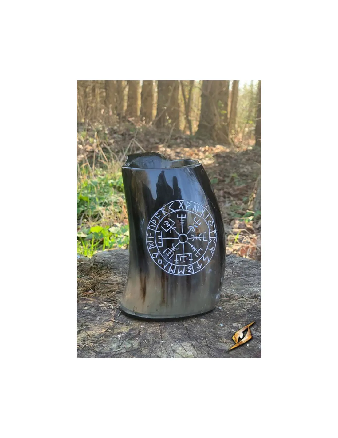 Jarra de asta vikinga modelo Vegvisir, acabado claro