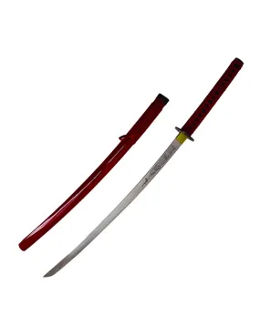 Katana decorativa roja con caja de madera (103 cm.)