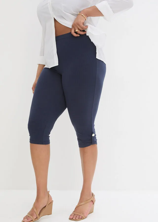 Leggings capri con botón Azul marino