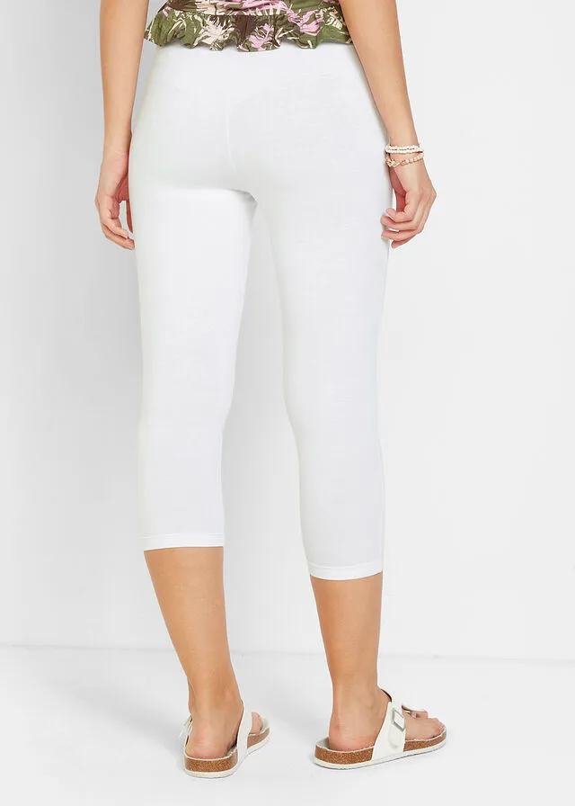 Leggings capri con cómoda cinturilla Blanco