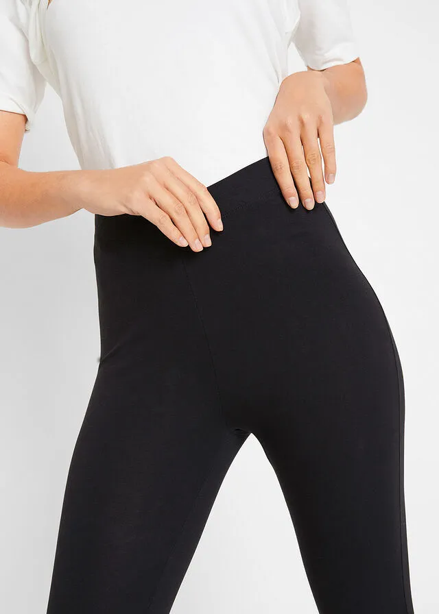 Leggings capri con cómoda cinturilla Negro