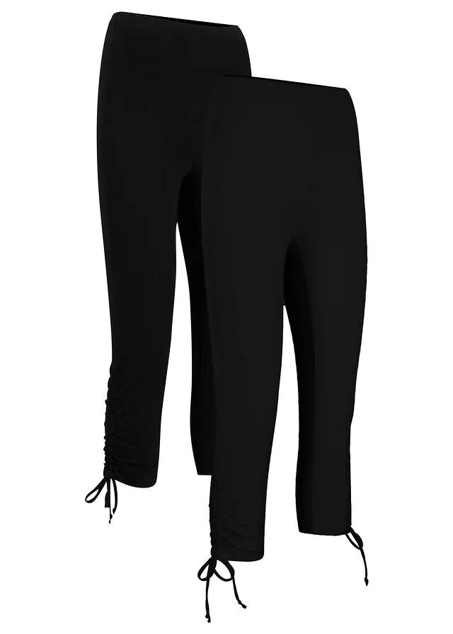 Leggings capri con fruncidos (2 unidades) Negro-negro