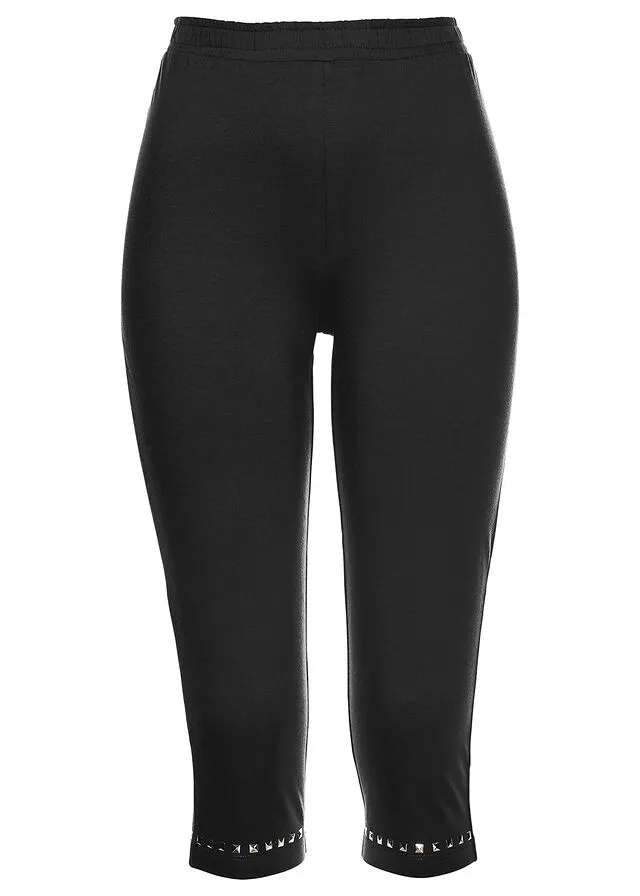 Leggings capri Negro-plateado