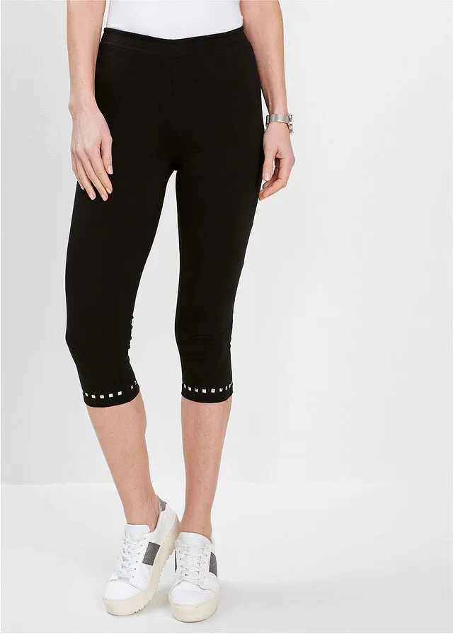 Leggings capri Negro-plateado