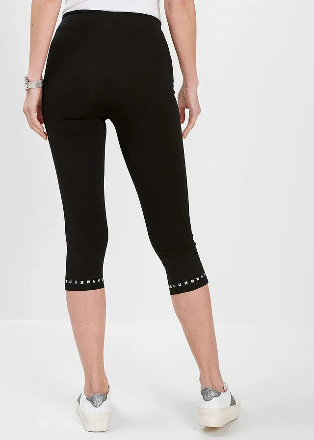 Leggings capri Negro-plateado