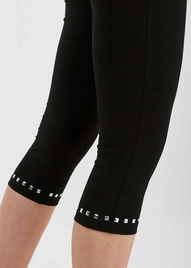 Leggings capri Negro-plateado