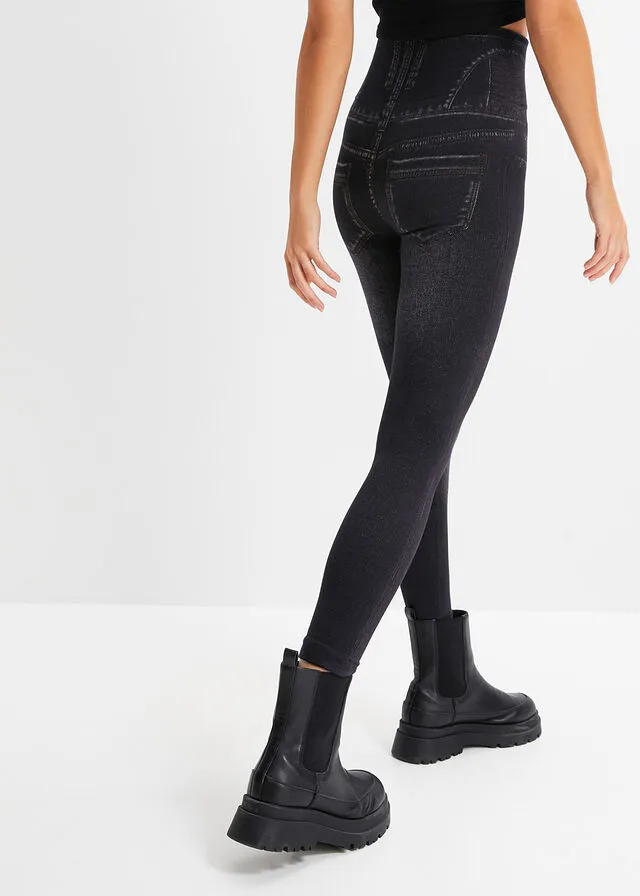 Leggings moldeadores sin costuras, con aspecto vaquero Negro de aspecto vaquero