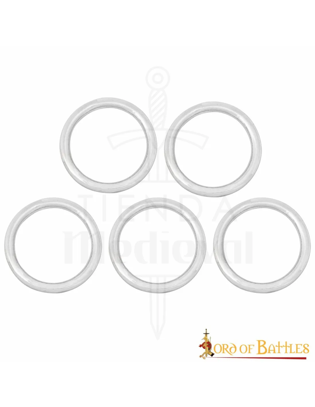 Pack 5 anillos de acero niquelado para cinturones (2,54 cm)