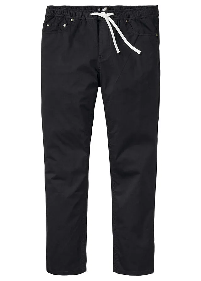 Pantalón elástico de corte regular, cómodo y recto Negro