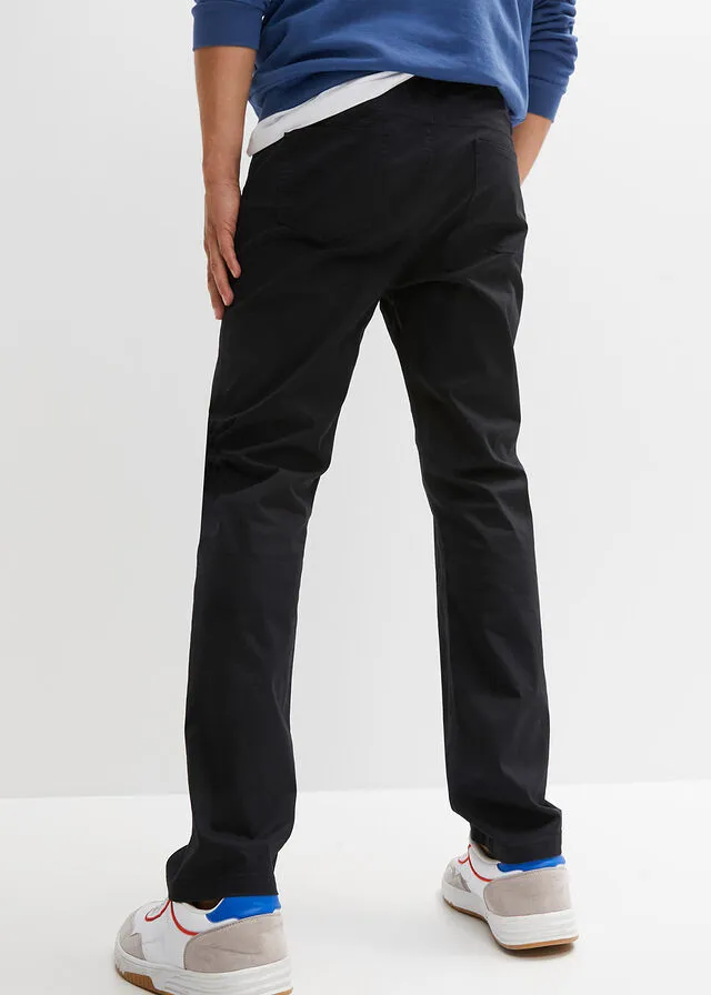 Pantalón elástico de corte regular, cómodo y recto Negro