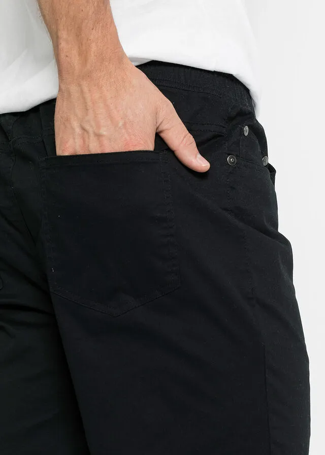 Pantalón elástico sin cierre de corte regular y recto Negro