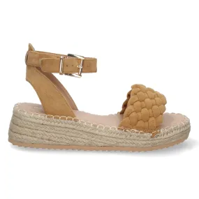 Sandalias planas con yute pala trenzada mujer color camel JSZ179