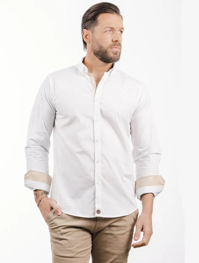 SK – Camisa blanca y beige 508 c 19