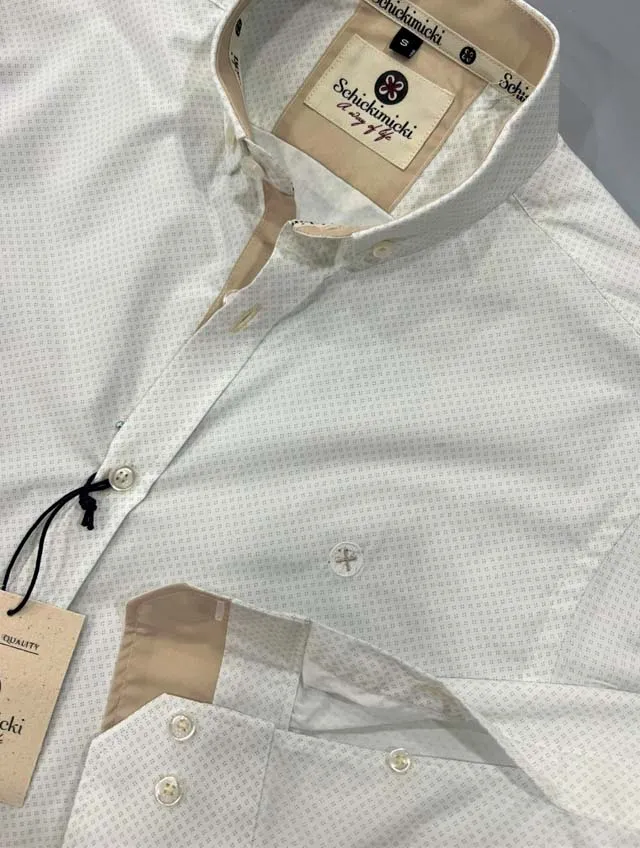 SK – Camisa blanca y beige 508 c 19